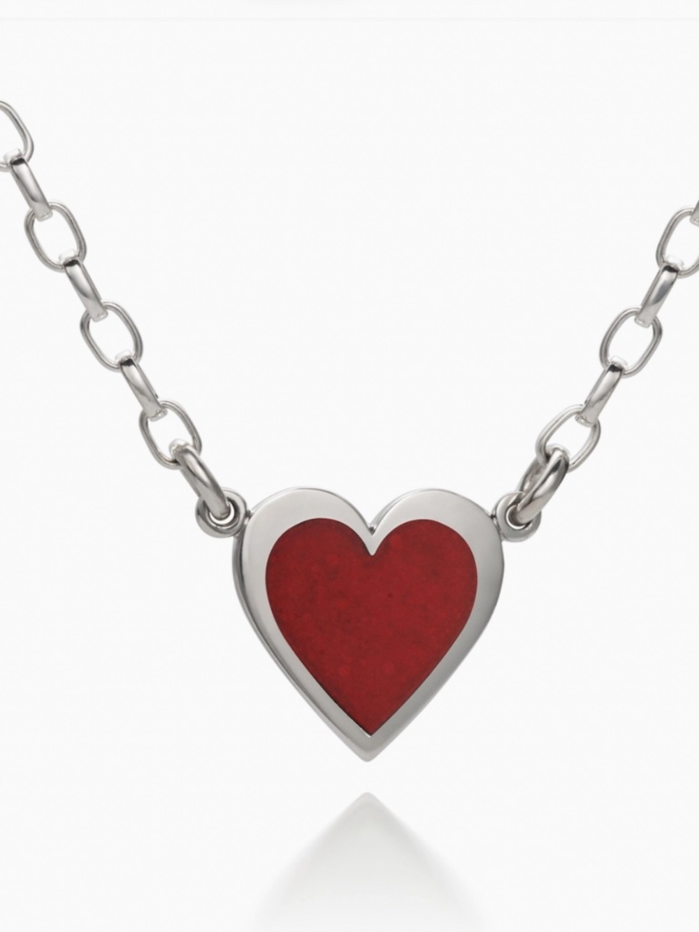 HEARTS OF LOVE STERLING SILVER HEART NECKLACE 18” RED